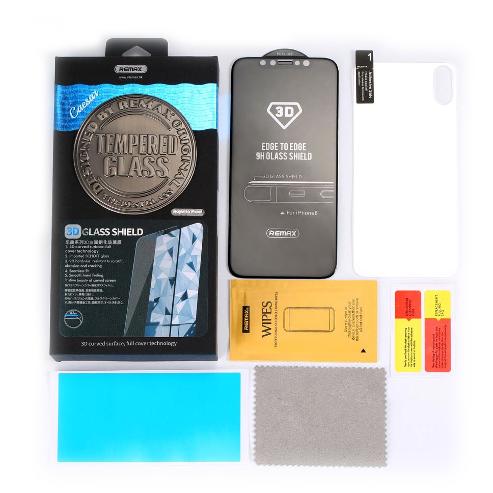 Стъклен протектор за дисплей и гръб, Remax Caesar, за iPhone X, 0.3 mm, Бял - 52326