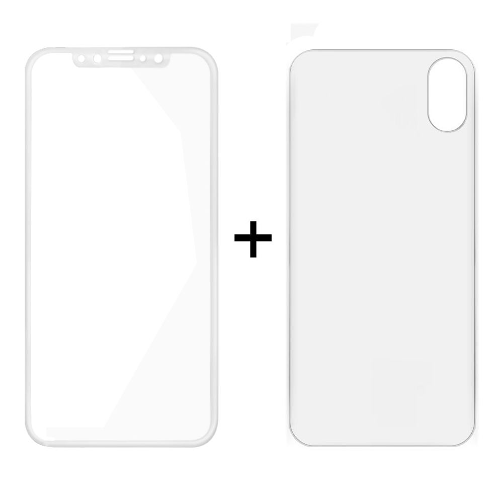 Стъклен протектор за дисплей и гръб, Remax Caesar, за iPhone X, 0.3 mm, Бял - 52326