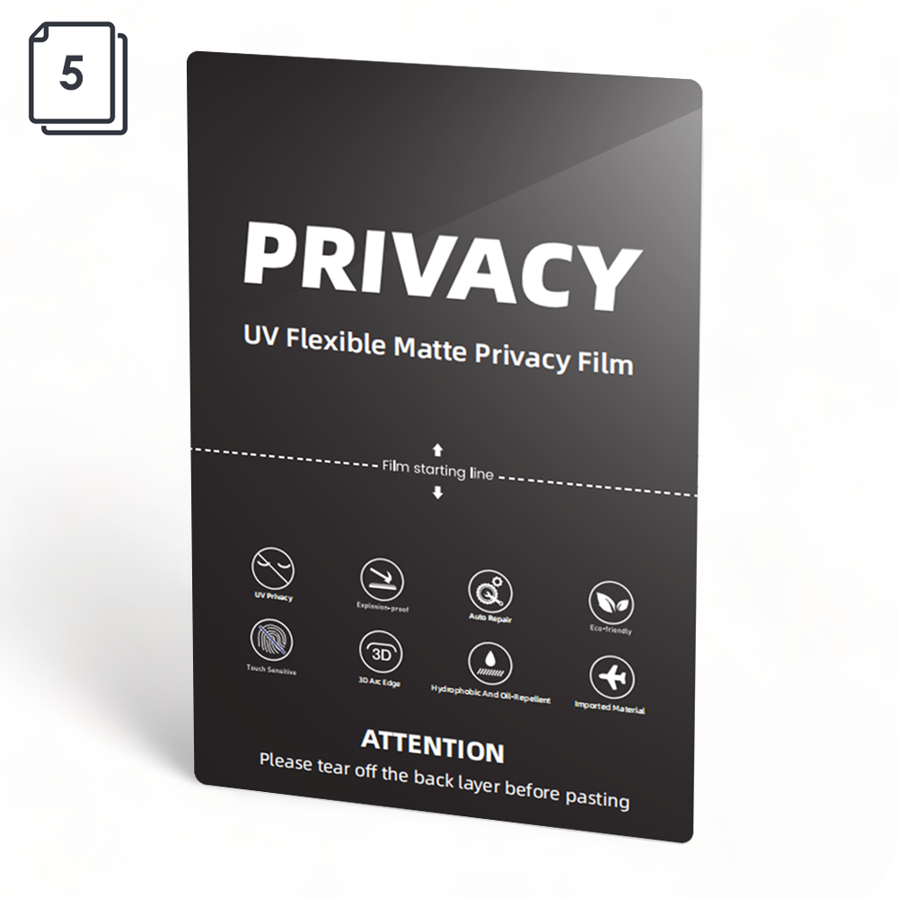 Защитно фолио за изрязване No brand, Хидрогел, 5бр, UV PET, Anti-Spy, Мат, 240um, 120x180mm - 52739