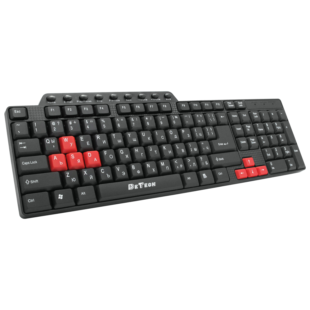 Мултимедийна клавиатура DeTech DE6085, Без опаковка, USB, Кирилизирана, Черен - 6110