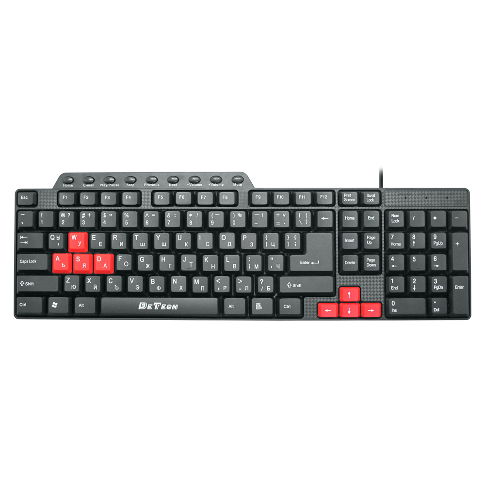 Мултимедийна клавиатура DeTech DE6085, Без опаковка, USB, Кирилизирана, Черен - 6110