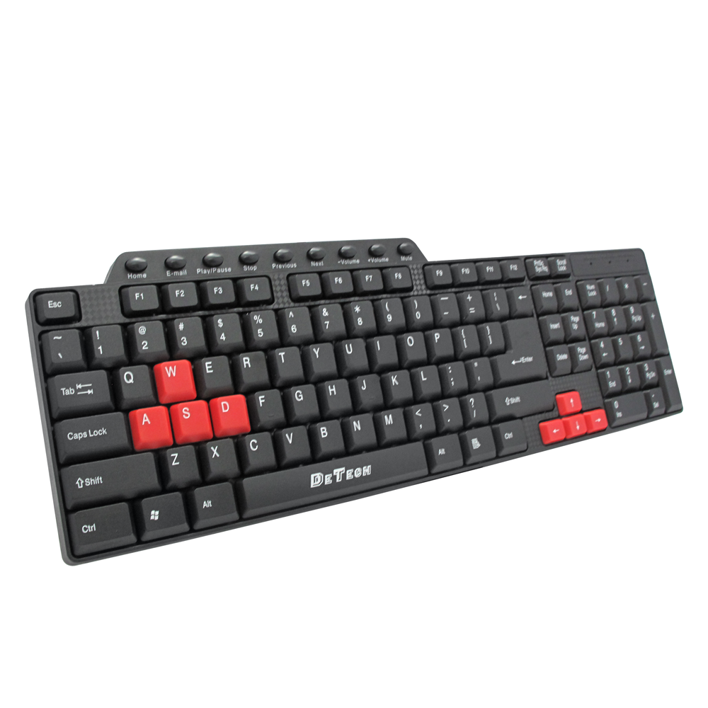 Мултимедийна клавиатура DeTech DE6086, USB, Черен - 6086