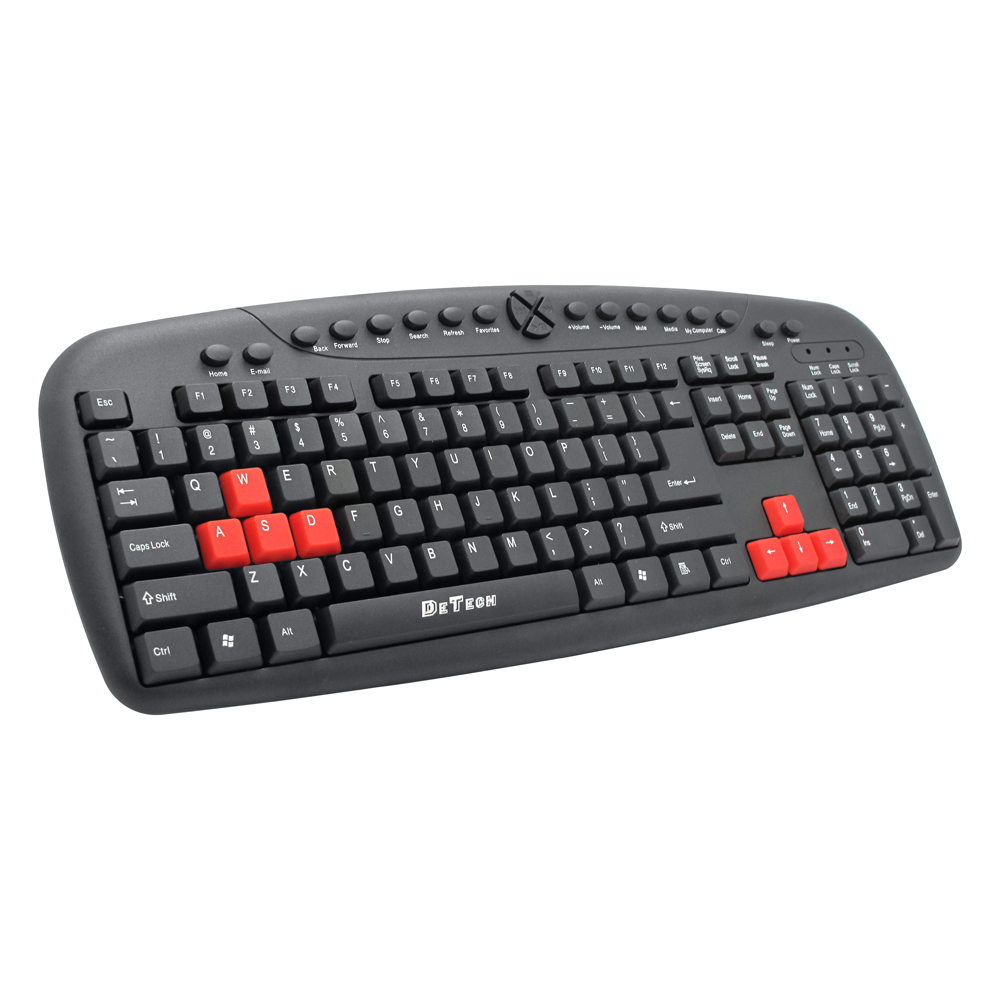 Мултимедийна клавиатура DeTech DE6088, USB, Черен - 6088
