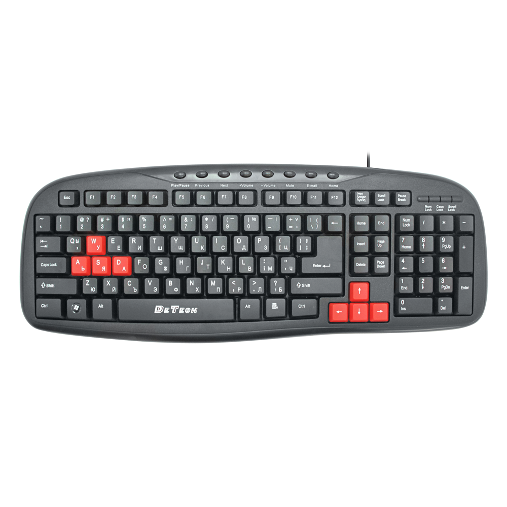 Мултимедийна клавиатура DeTech DE6089, USB, Кирилизирана, Черен - 6089