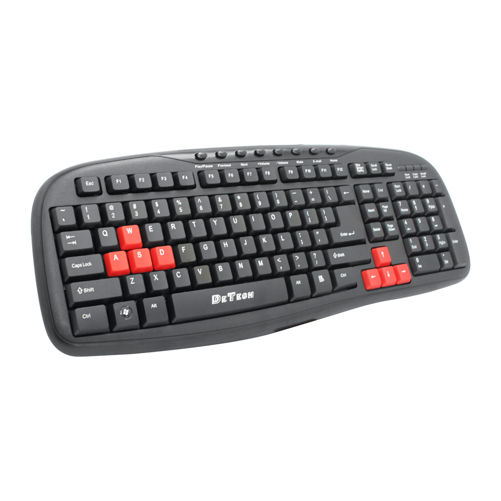 Мултимедийна клавиатура DeTech DE6090, USB, Черен - 6090