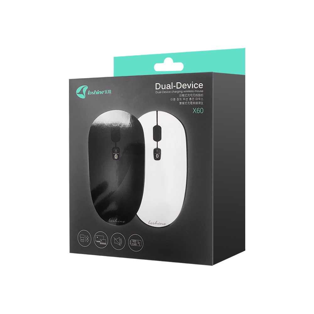Мишка Loshine X60, Bluetooth, USB, Черен - 660