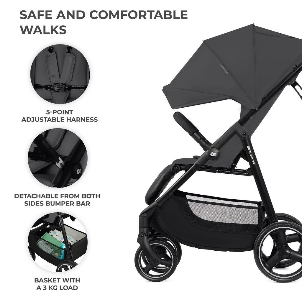 Kinderkraft TRIG 3 бебешка количка GRANITE GREY - снимка 3