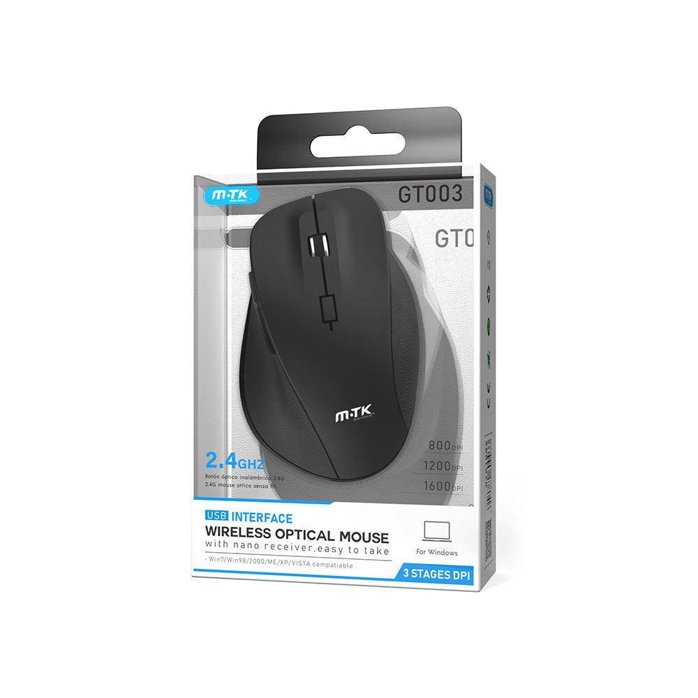 Мишка Moveteck GT003, Безжична, USB, 6D, Черен - 718