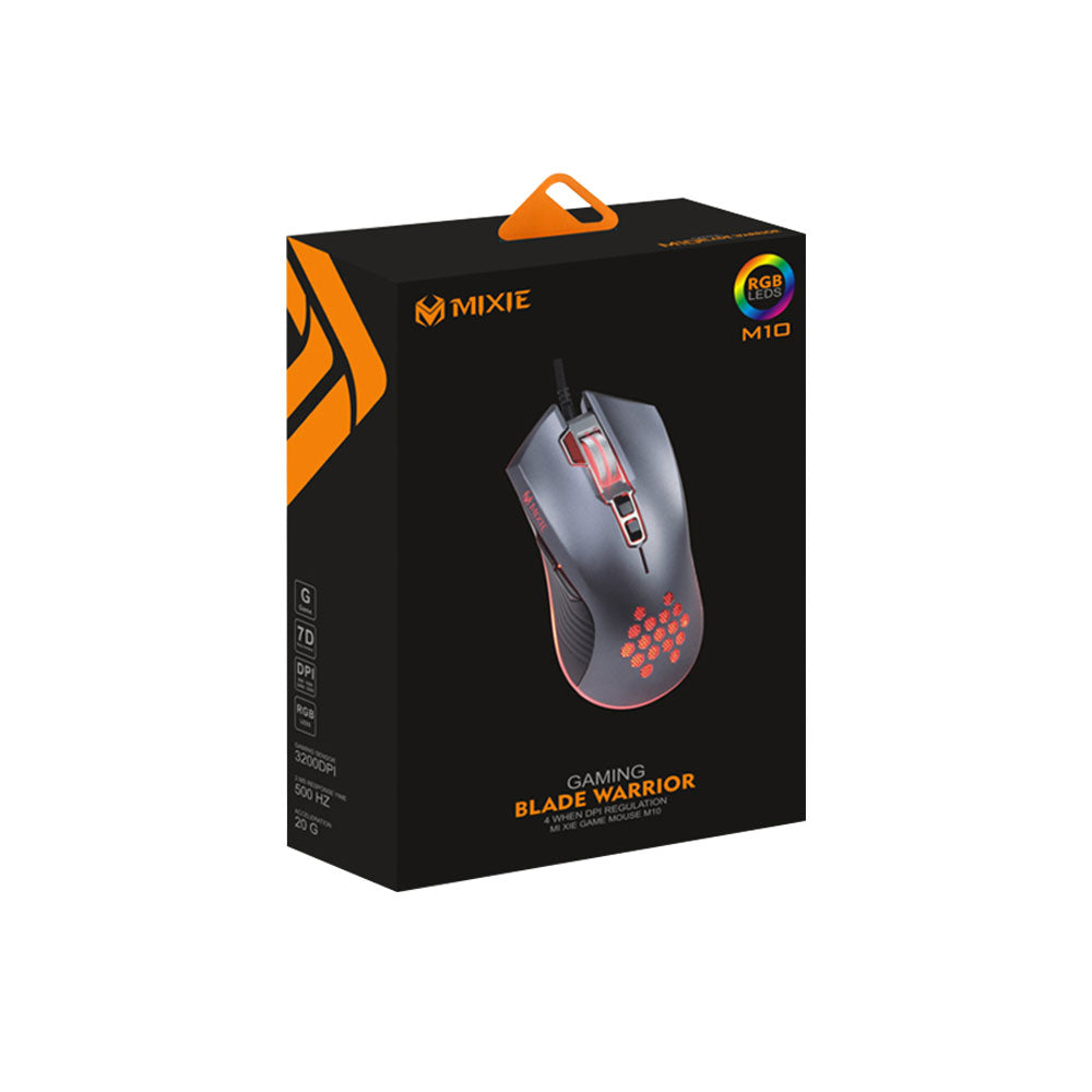 Геймърска мишка Mixie M10, Оптична, 8D, RGB, Сив - 728