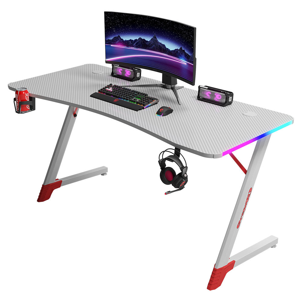 Геймърско бюро No brand D2209, 4 в 1, RGB, Бял - 74002