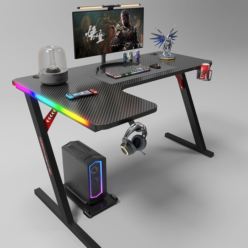 Геймърско бюро No brand P201, 4 в 1, RGB, Черен - 74003