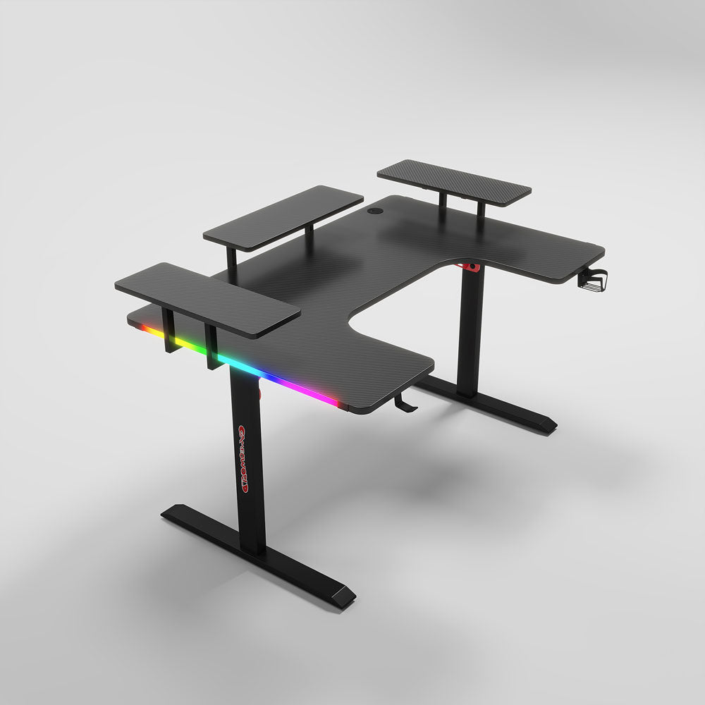 Геймърско бюро No brand P203, 5 в 1, RGB, Черен - 74004