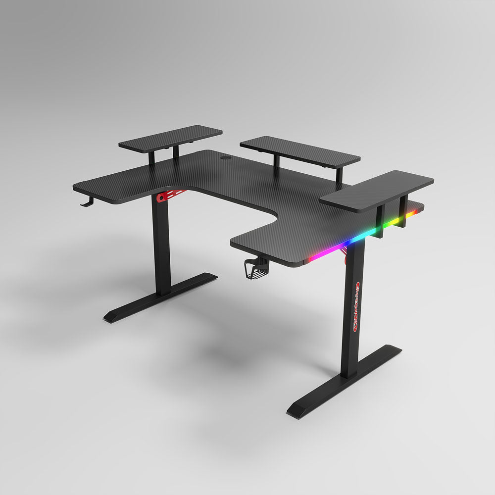 Геймърско бюро No brand P203, 5 в 1, RGB, Черен - 74004