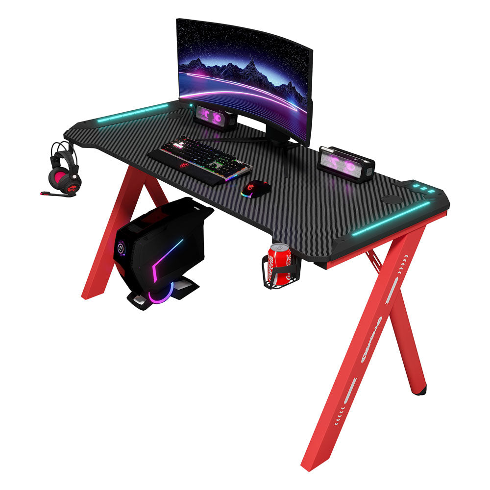 Геймърско бюро No brand D2107, 4 в 1, RGB, Черен - 74007
