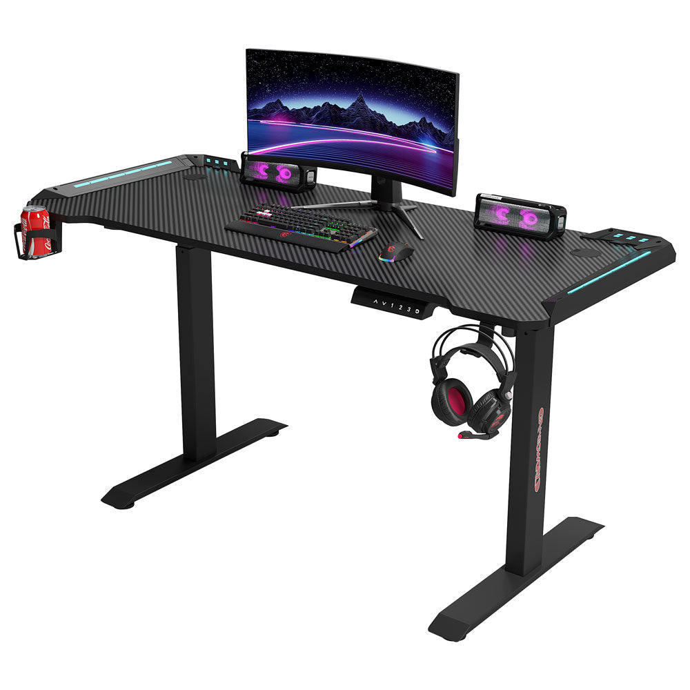 Геймърско бюро No brand Y100-B, 4 в 1, RGB, Черен - 74008