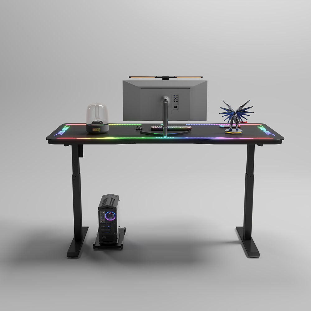 Геймърско бюро No brand Y109, 4 в 1, RGB, Черен - 74009
