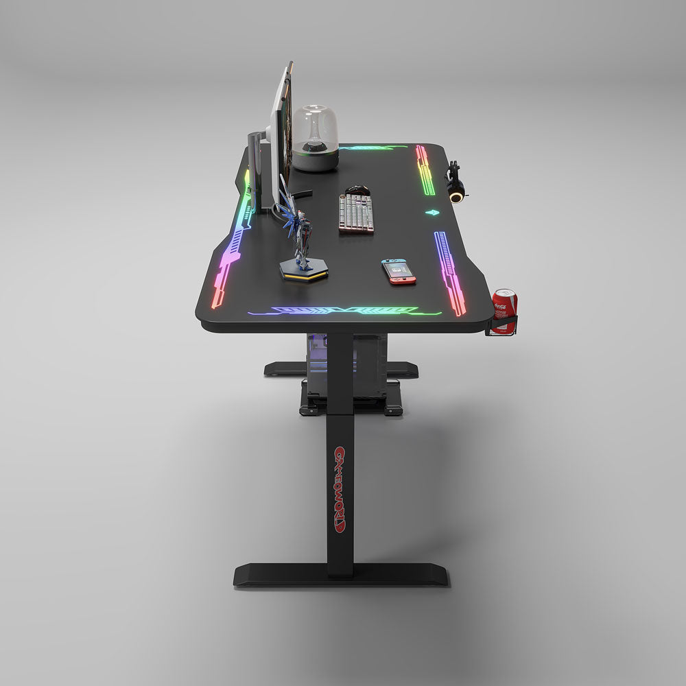 Геймърско бюро No brand Y109, 4 в 1, RGB, Черен - 74009