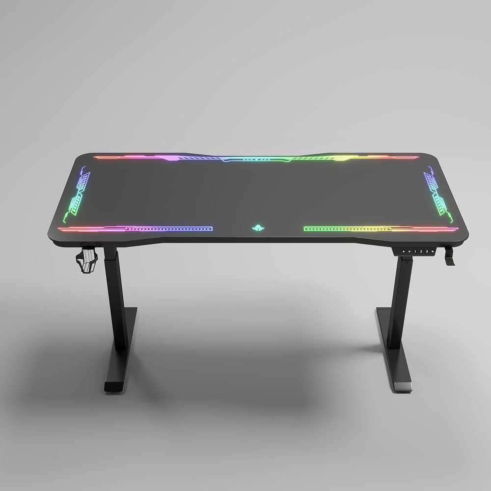 Геймърско бюро No brand Y109, 4 в 1, RGB, Черен - 74009