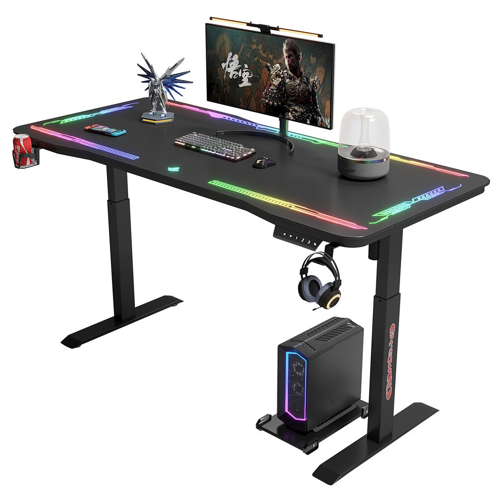 Геймърско бюро No brand Y109, 4 в 1, RGB, Черен - 74009