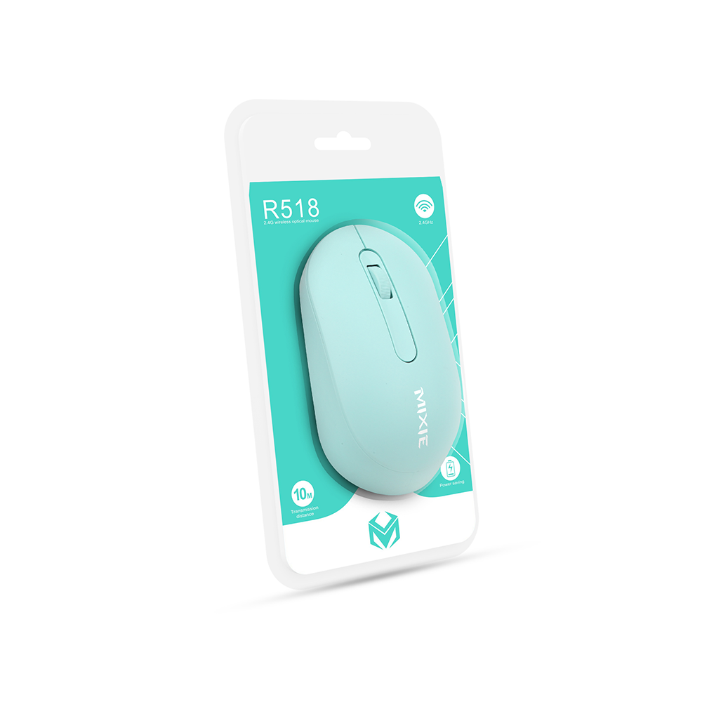 Мишка Mixie R518, Безжична, USB, 3D, Зелен - 759
