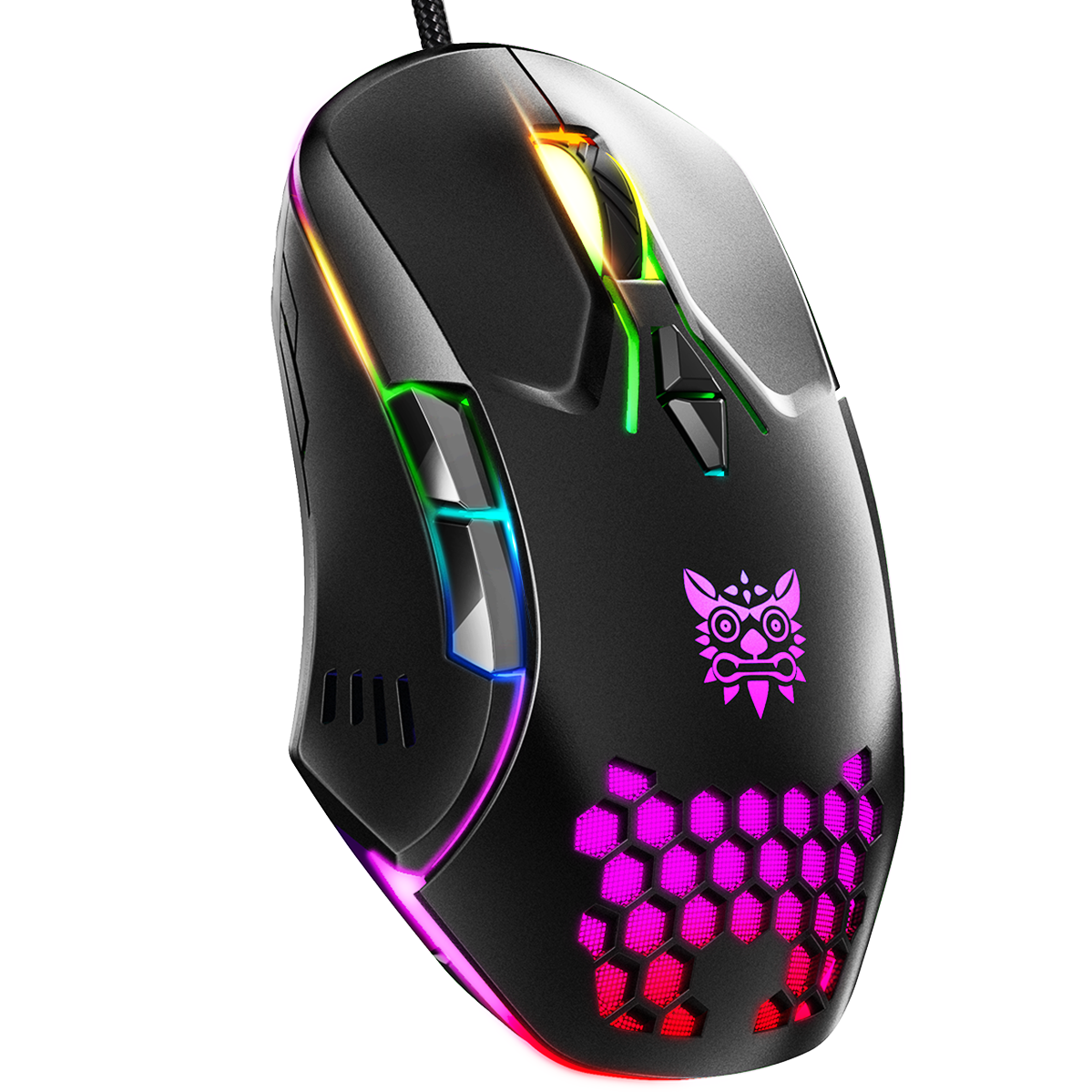 Геймърска мишка Onikuma CW902, Оптична, 7D, RGB, Черен - 762