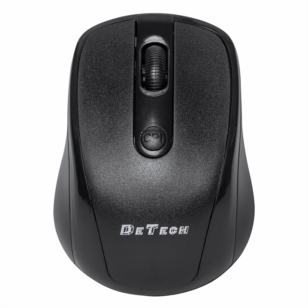 Мишка DeTech D7, Безжична, USB, Черен - 776