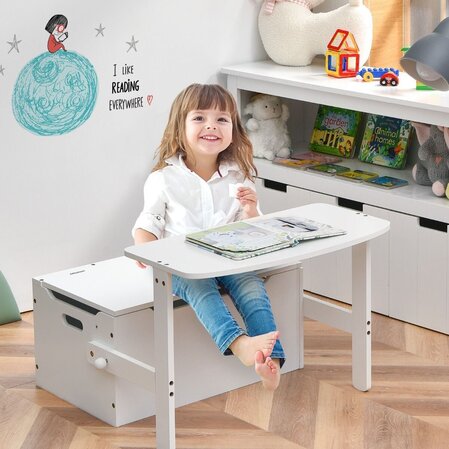 Бюро, пейка и кутия за съхранение 3в1, Costway - снимка 3