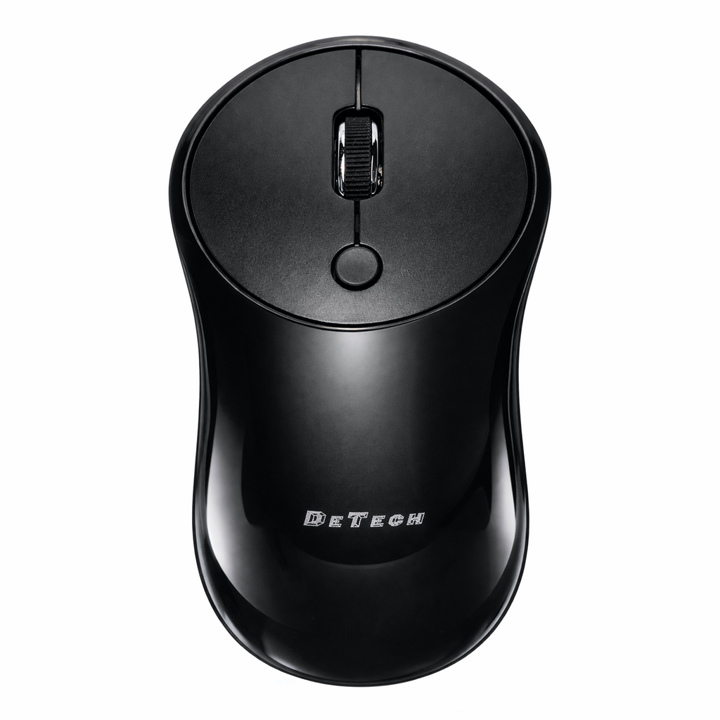 Мишка DeTech D12WL, Безжична, USB, Черен - 782