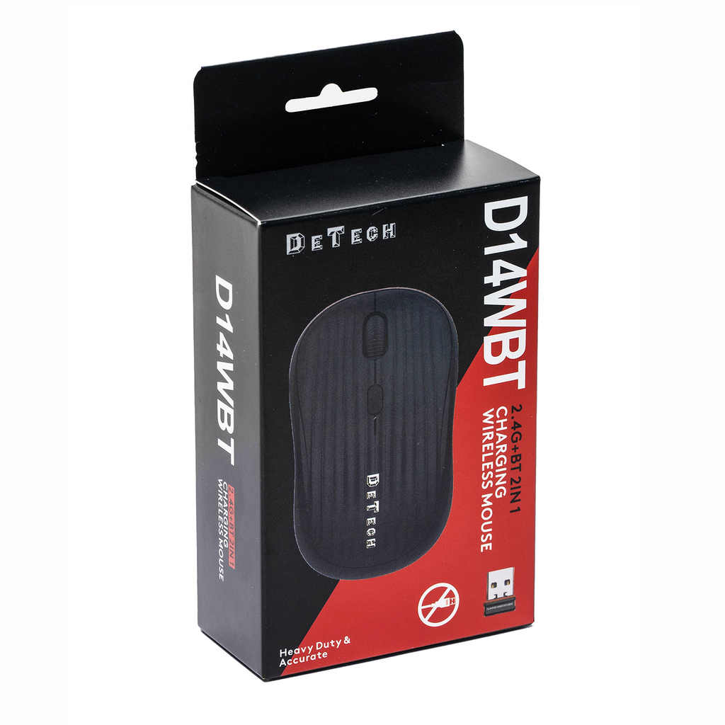 Мишка DeTech D14WBT, Bluetooth, USB, Черен - 784
