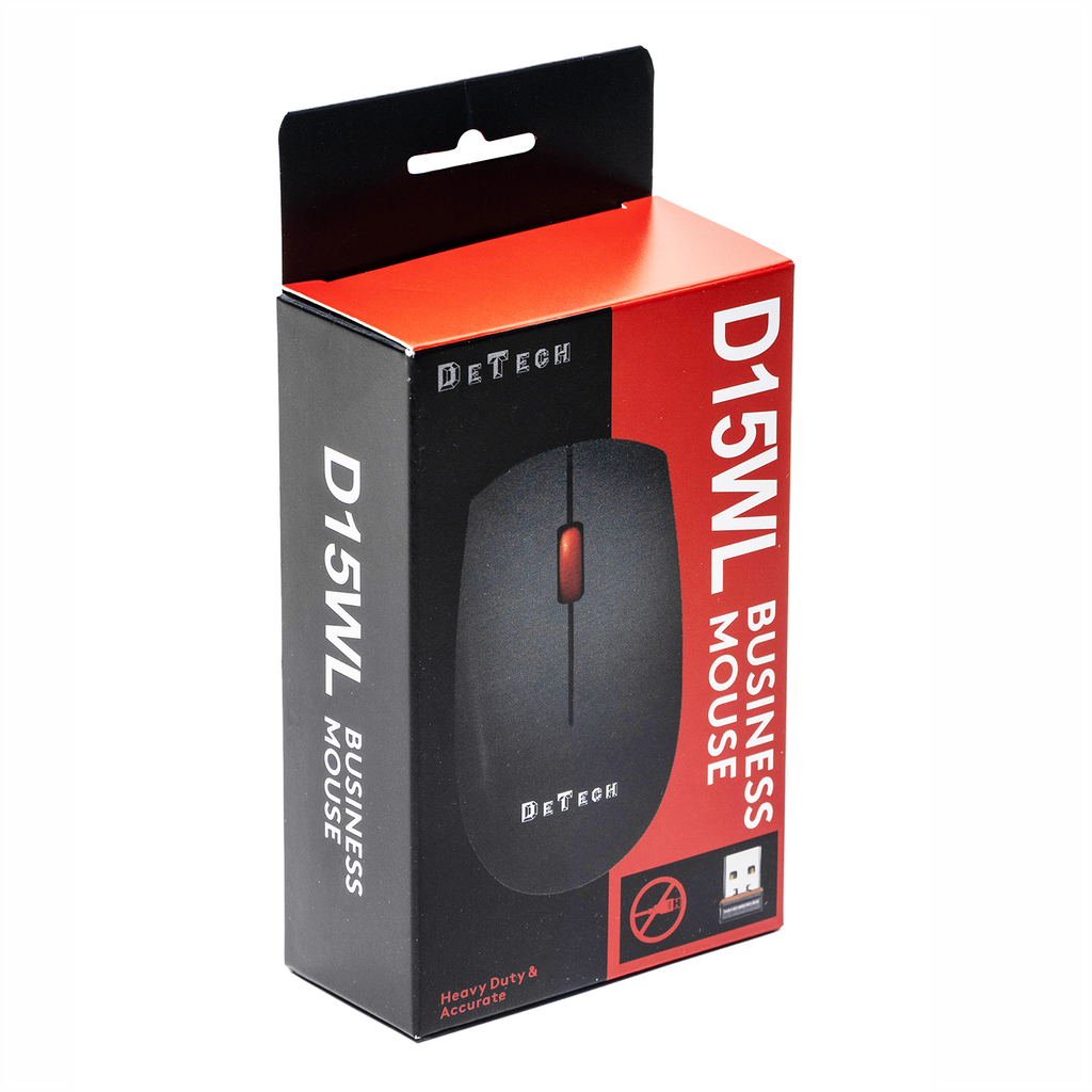Мишка DeTech D15WL, Безжична, USB, Черен - 785