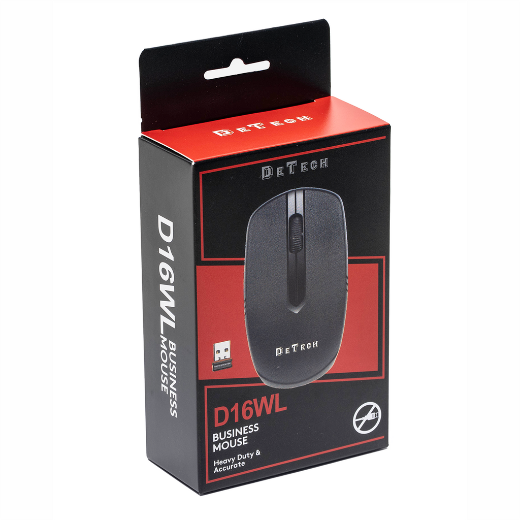 Мишка DeTech D16WL, Безжична, USB, Черен - 786