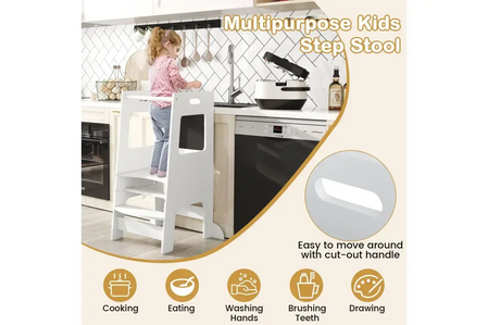 Обучителна монтесори кула 2в1, бяла, Costway - снимка 5