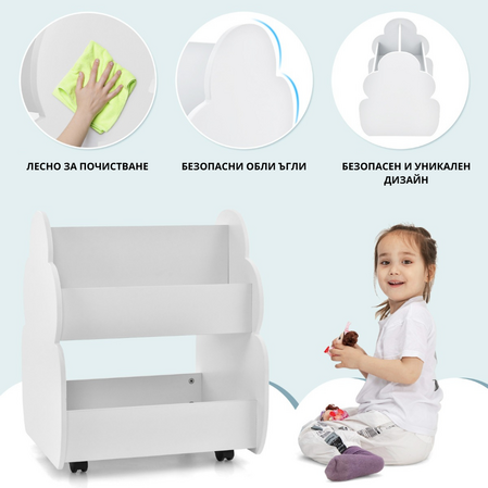 Двустранна етажерка за книжки и играчки, Costway - снимка 2