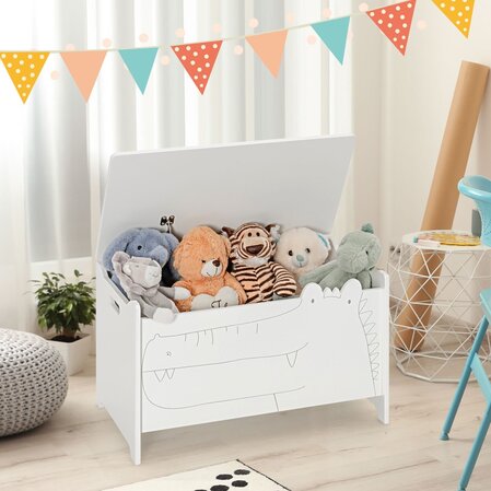 Дървена кутия за играчки и пейка 2в1, Costway - снимка 2