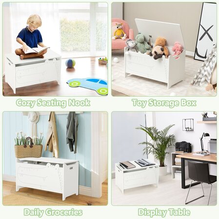 Дървена кутия за играчки и пейка 2в1, Costway - снимка 3