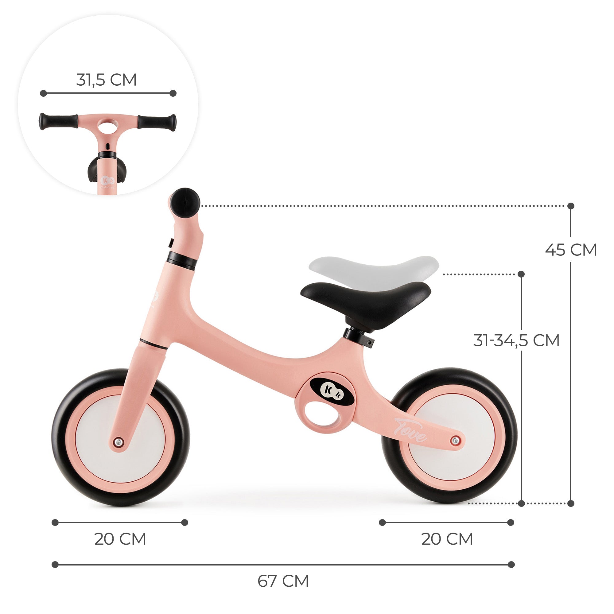 KinderKraft Tove колело за баланс ROSE PINK KRTOVE00PNK0000 - снимка 8