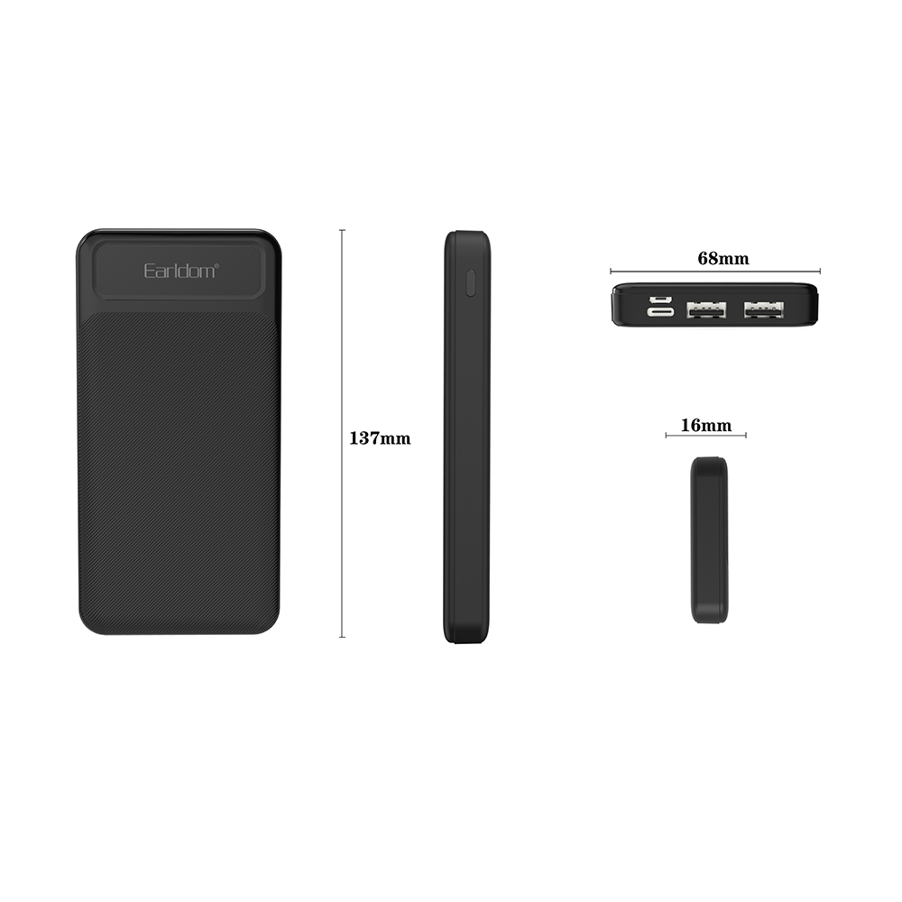 Преносима батерия Earldom ET-PB56. 10000mAh, Черен - 87057