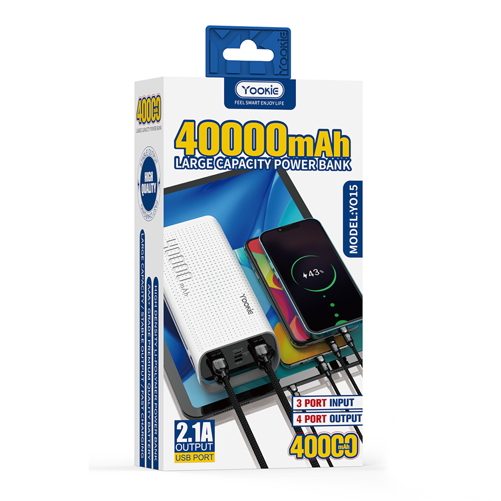 Преносима батерия Yookie YO15. 40000mAh, Бял - 87063