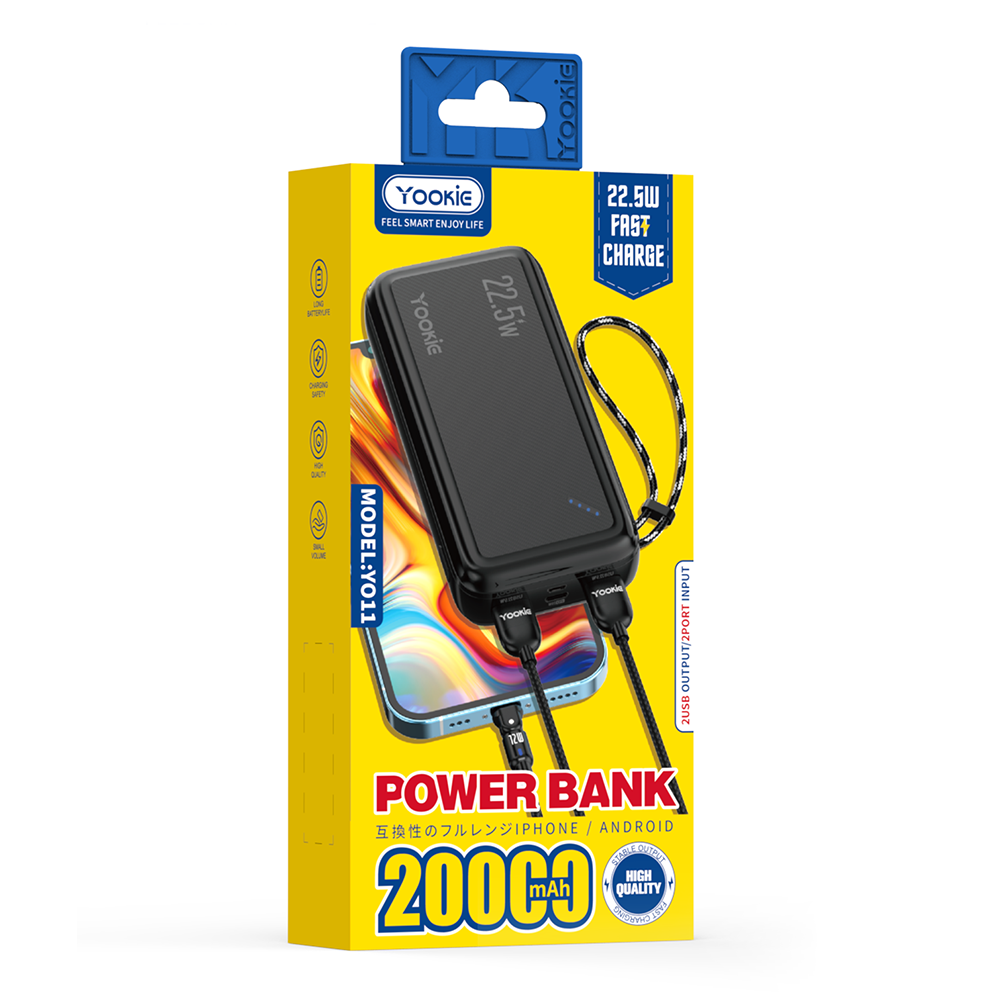 Преносима батерия Yookie YO11, 20000mAh, 22.5W, Черен - 87065