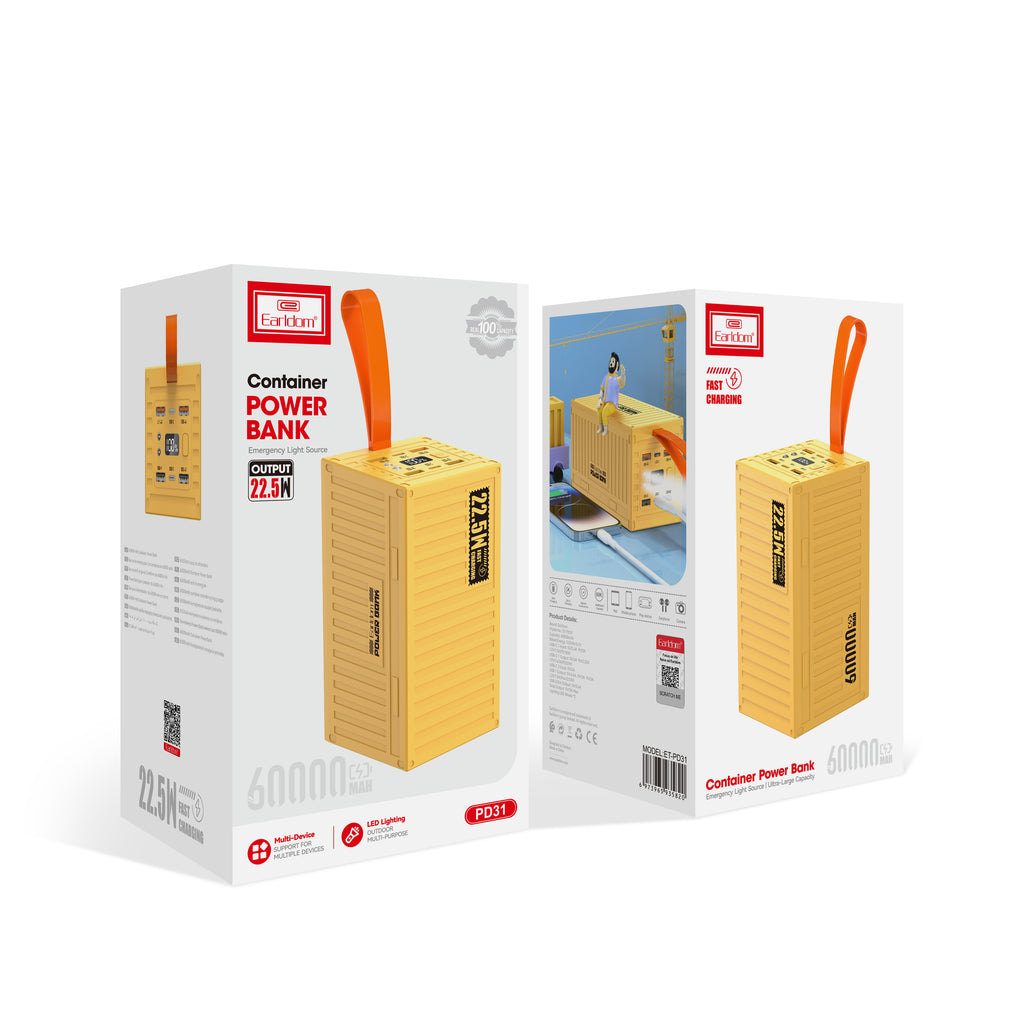 Преносима батерия Earldom ET-PD31 60 000mAh, Жълт - 87085