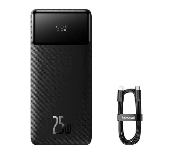 Преносима батерия Baseus Bipow, 20000mAh, 25W, С Type-C кабел, Черен - 87089