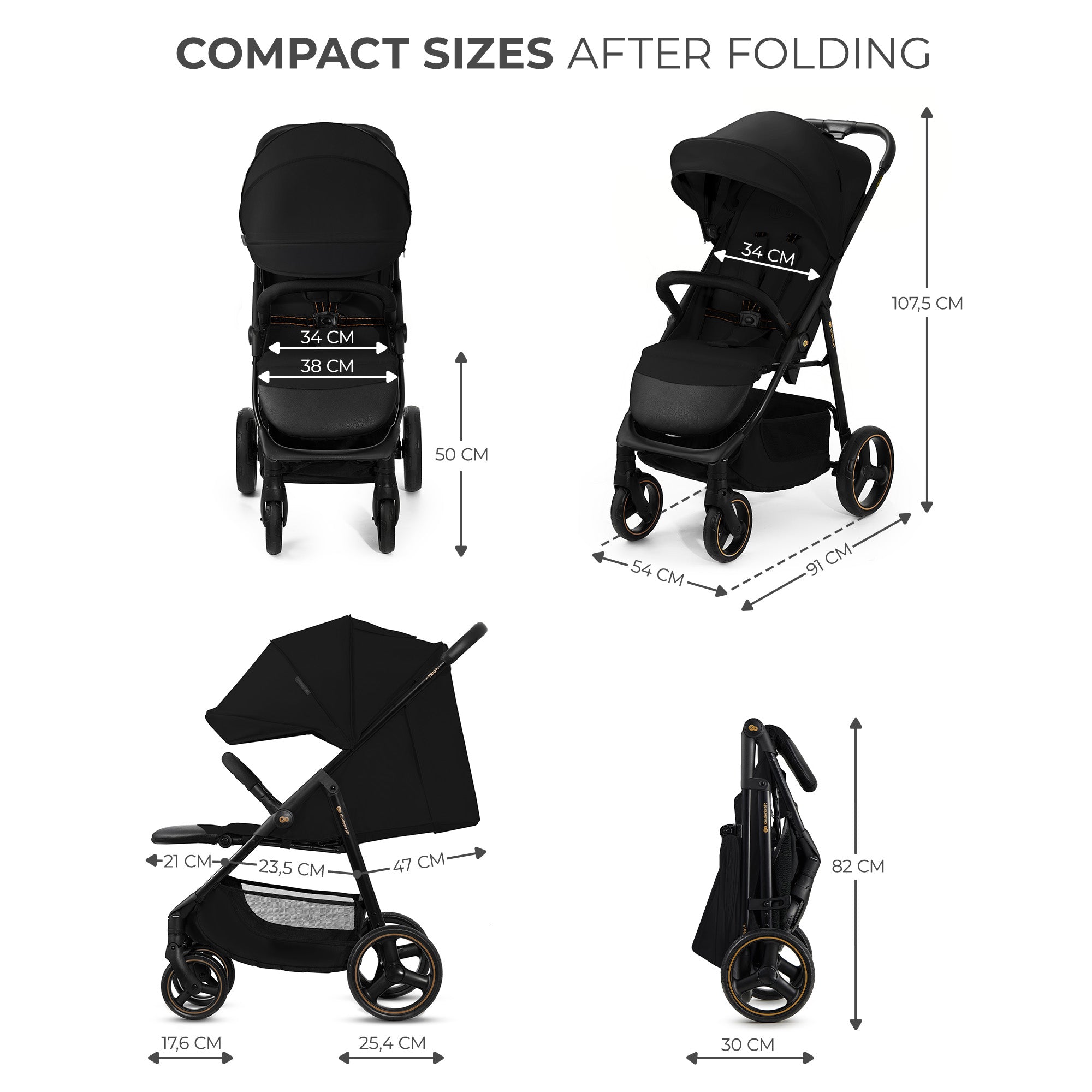 Kinderkraft TRIG 3 бебешка количка ONYX BLACK - снимка 4
