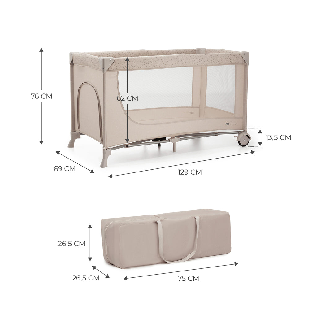 Kinderkraft JOY SIMPLE 2 бебешка кошара BEIGE - снимка 2