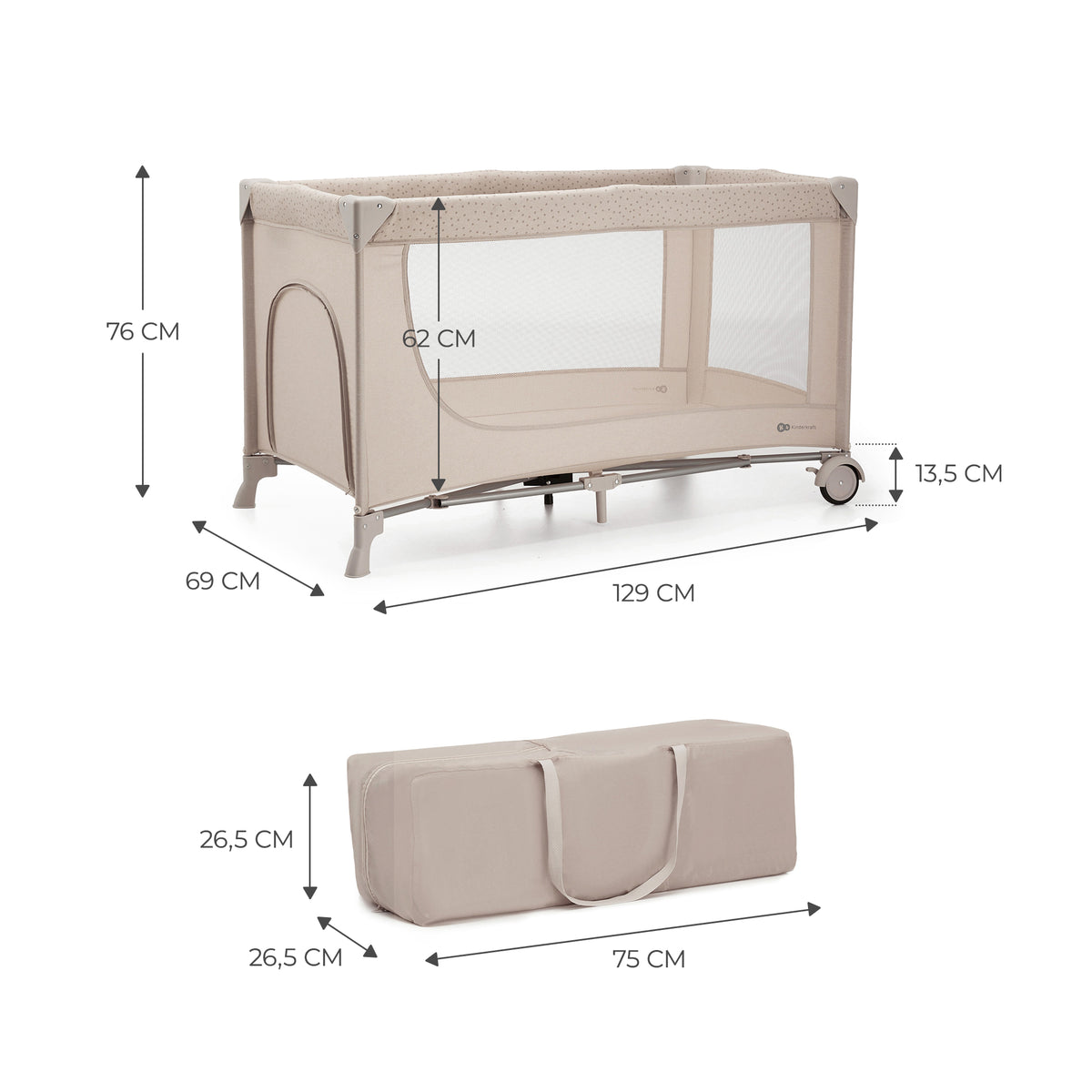Kinderkraft JOY SIMPLE 2 бебешка кошара BEIGE - снимка 2