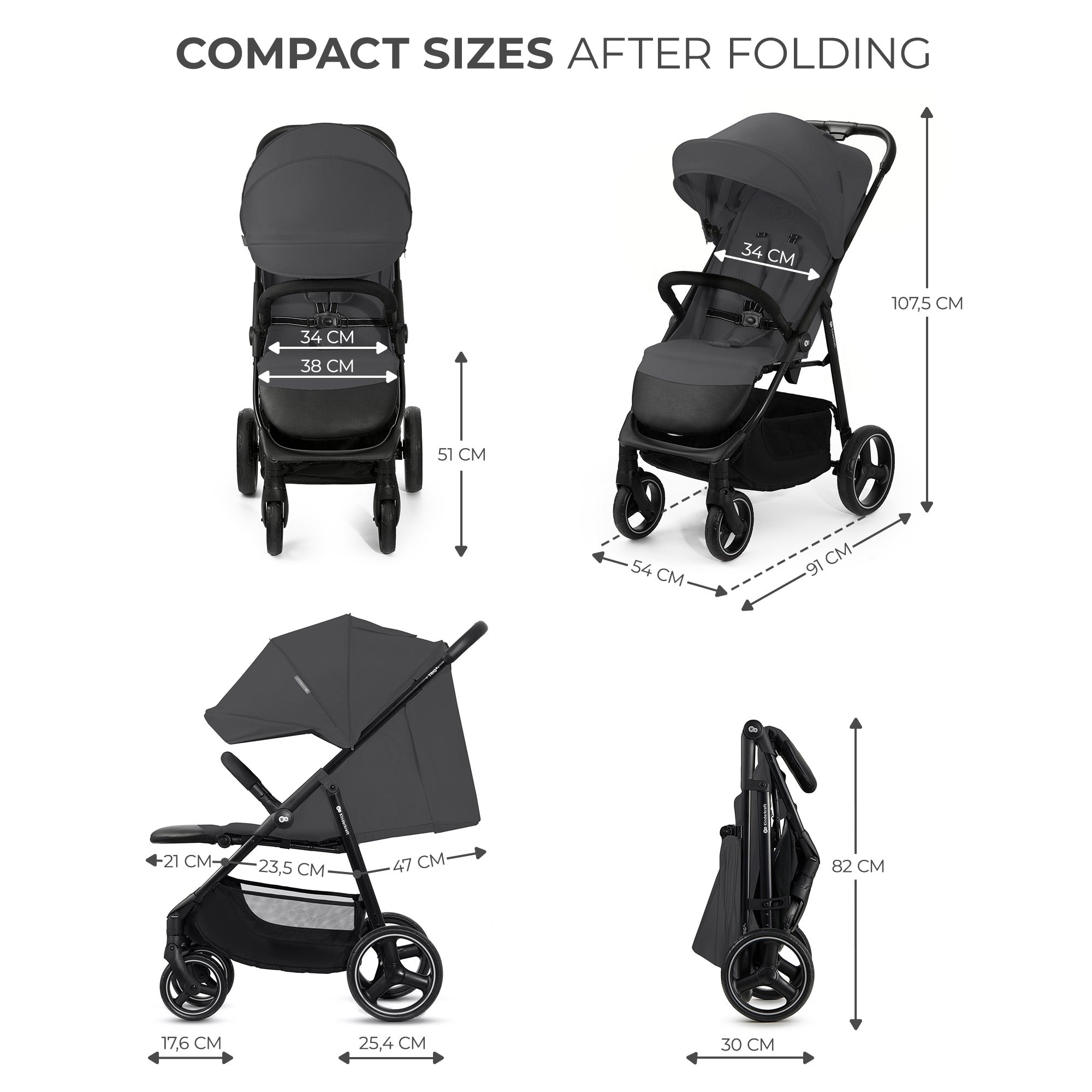 Kinderkraft TRIG 3 бебешка количка GRANITE GREY - снимка 2