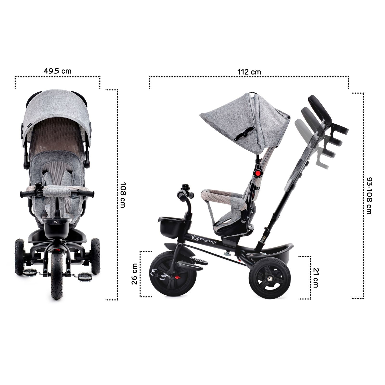 KinderKraft AVEO LIGHT GREY триколка KRAVEO00LGR0000 - снимка 2