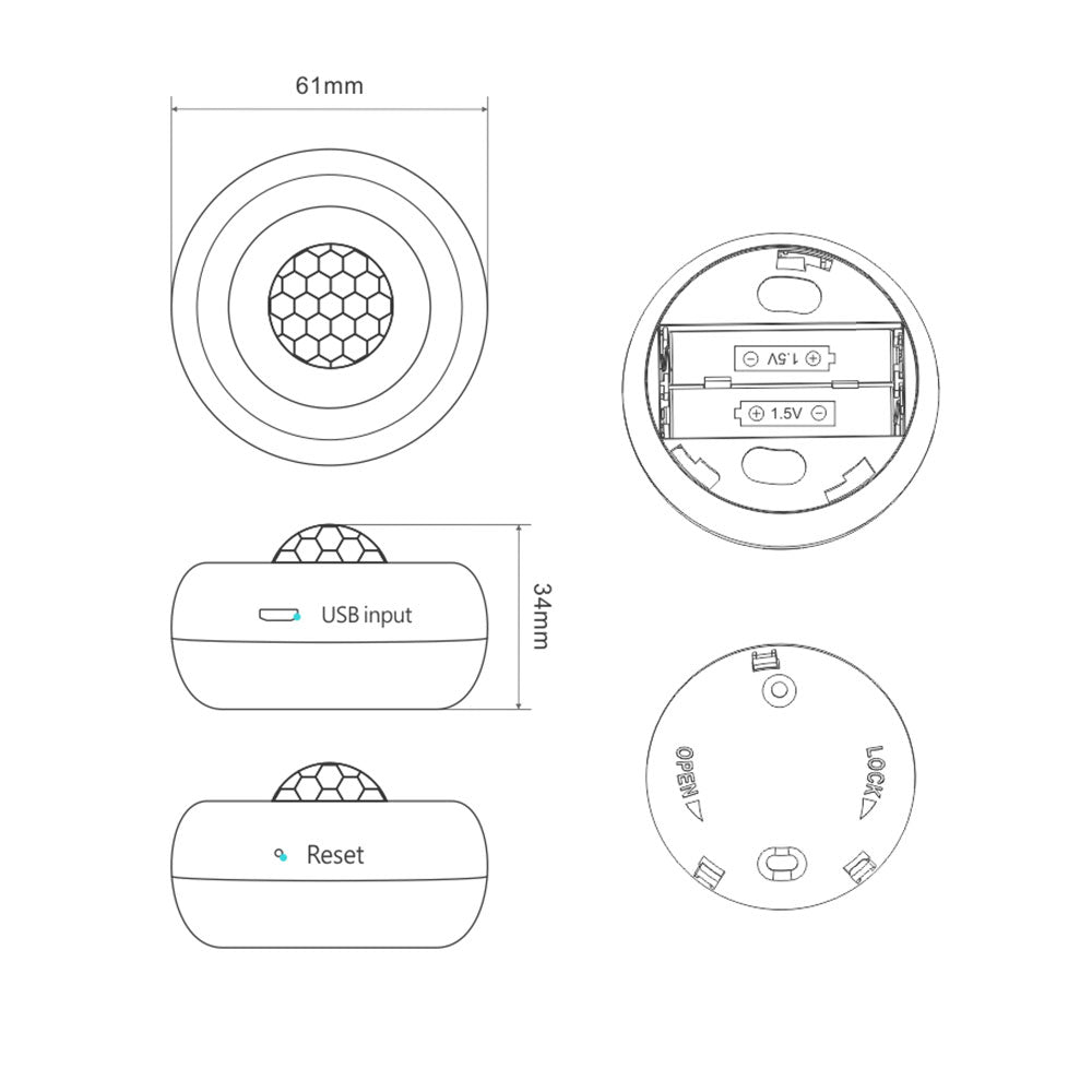 Смарт сензор No brand PST-HW400B, За движение, PIR, 360 градуса, Wi-Fi, Tuya Smart, Бял - 91004