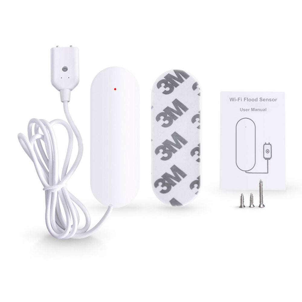 Смарт сензор No brand PST-WW002, За алармиране при наводнение, Wi-Fi, Tuya Smart, Бял - 91005