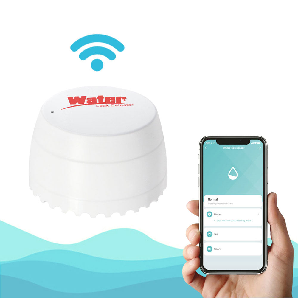 Смарт сензор No brand PST-SQ400B, За алармиране при наводнение, Wi-Fi, Tuya Smart, Бял - 91006