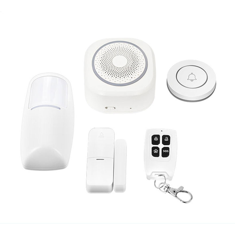 Смарт алармена система No brand PST-H3, 5в1, Wi-Fi, Tuya Smart, Бял - 91011